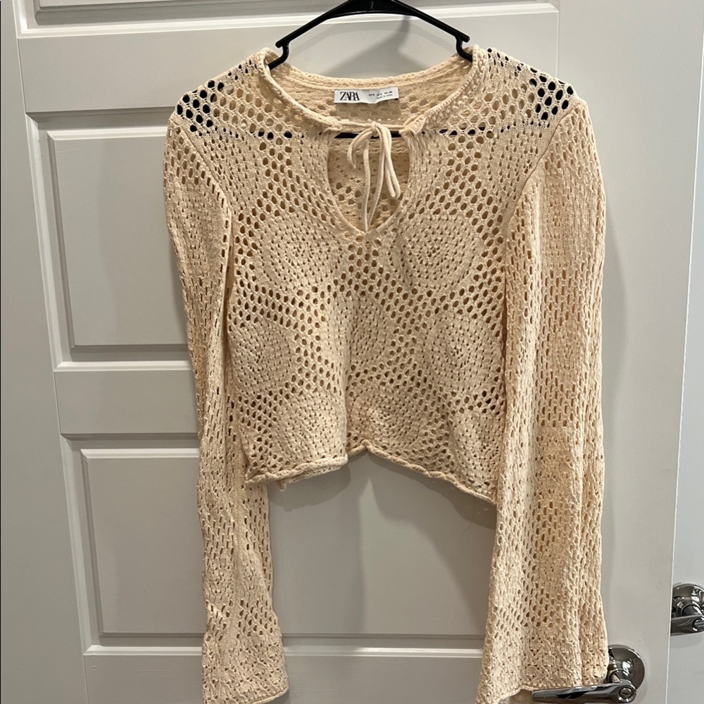 Zara Beige Crochet Top